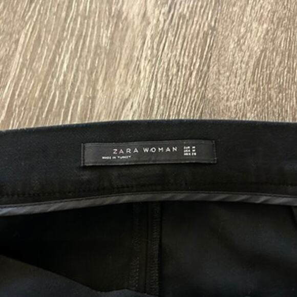 EUC Zara Black Buckle Mini Skirt Size M High Waisted Faux Wrap Style Tailored - Picture 3 of 11